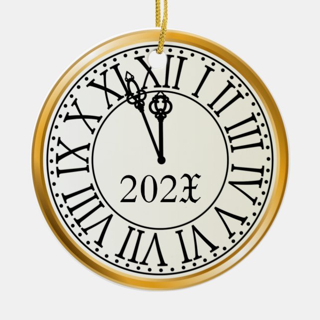 Jährliche Silvester Uhr Keramik Ornament (Vorne)