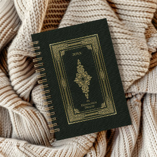 Jährliche Vintage-elegante Oliven-Grün-Buchcover Planer