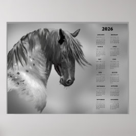Jährlicher Kalender Dapple Grau Pferd (Halbglanz) Poster
