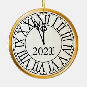Jährlicher Silvester-Uhr-Keramik-Schmuck Keramik Ornament