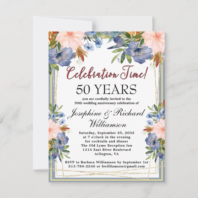 Jährliches Chic Blumenbudget Hochzeitstag Einladung (Vorderseite)