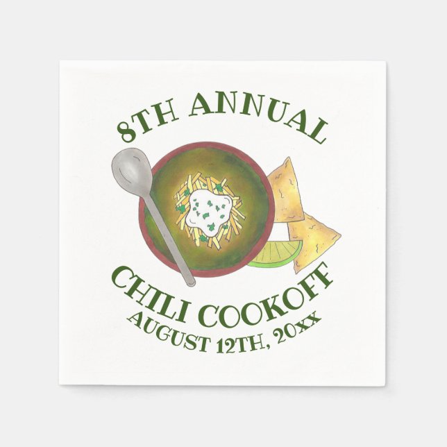 Jährliches Chili-Cookoff Kochen von der Schüssel G Serviette (Vorderseite)