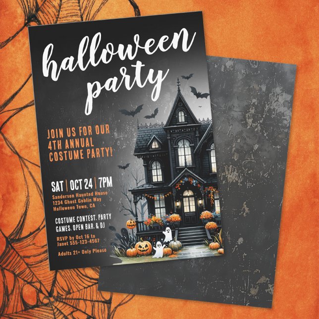 Jährliches Kostüm-Spuk-Haus-Halloween-Party Einladung (Annual Costume Haunted House Halloween Party Invitation)