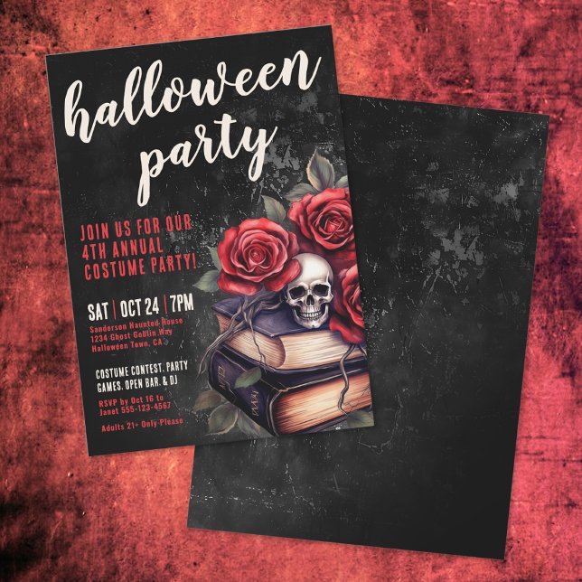 Jährliches Kostümgotisches Halloween-Party Einladung (Annual Costume Gothic Halloween Party Invitation)