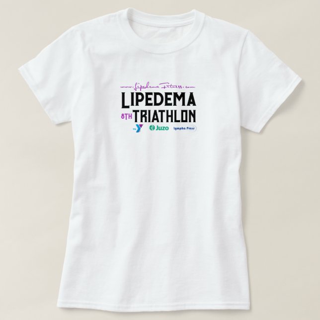 Jährliches Lipedemo Triathlon Weißer T - Shirt (Design vorne)