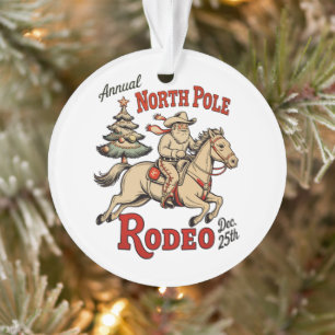 Jährliches North Pole Rodeo 25. Dez. Cowboy Santa Ornament