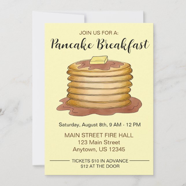 Jährliches Pancake Breakfast Wohltätigkeit Event F Einladung (Vorderseite)