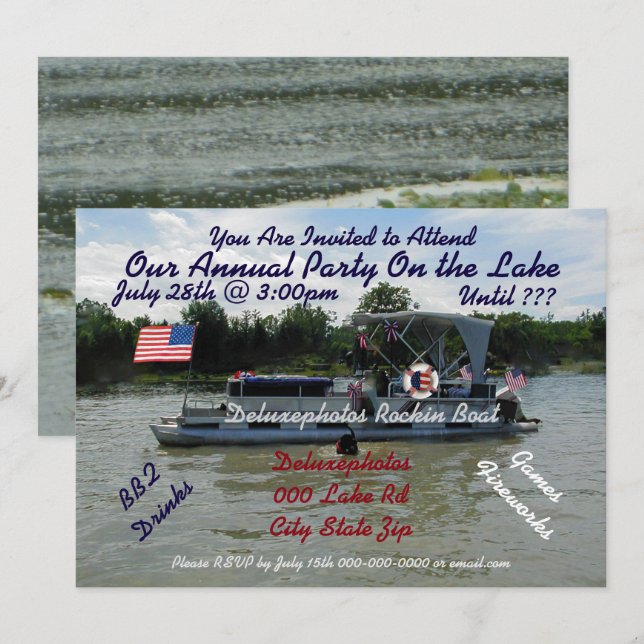 Jährliches Party auf dem See Einladung (Vorne/Hinten)
