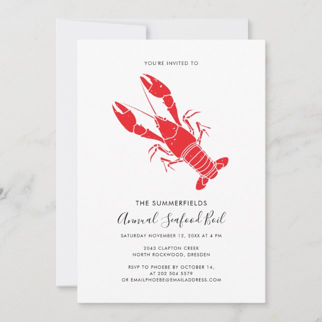 Jährliches Seafood Boil Family Sommer Party Einladung (Vorderseite)
