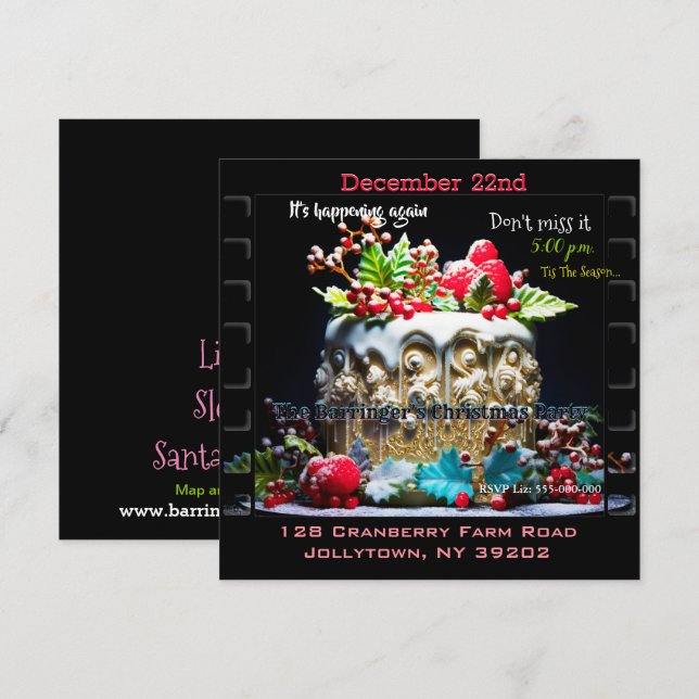 Jährliches Weihnachts-Dessert Spaß Party Einladung (Vorne/Hinten)
