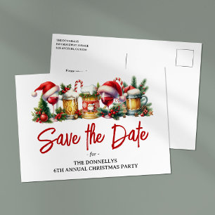 Jährliches Weihnachts-Party Save the Date Ankündigungspostkarte