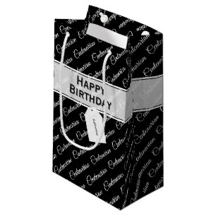 Jahrtausendsterne Typografie Muster Schwarz/Weiß Kleine Geschenktüte