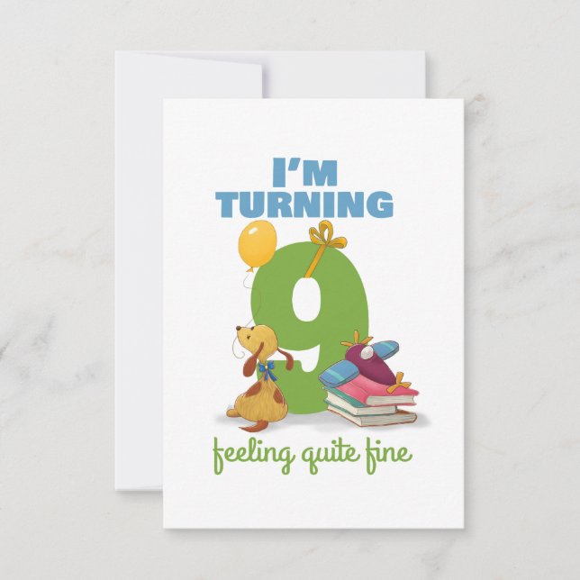 J'ai 9 ans Bonne carte d'anniversaire pour les enf (Devant)