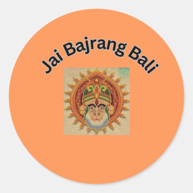 Jai bajrang bali runder aufkleber (Vorderseite)