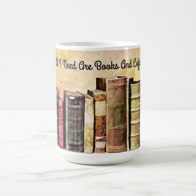 J'Ai Besoin De Livres Et De Café Mug Cup (Centre)