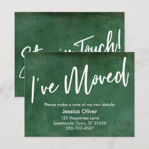 "J'ai bougé" Typographie Grunge Green Faire-part