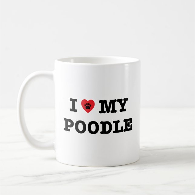 J'Ai Coeur Ma Mug De Café De Poodle (Gauche)