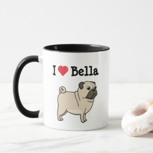 J'ai "coeur" mon carlin & nom personnalisé tasse 