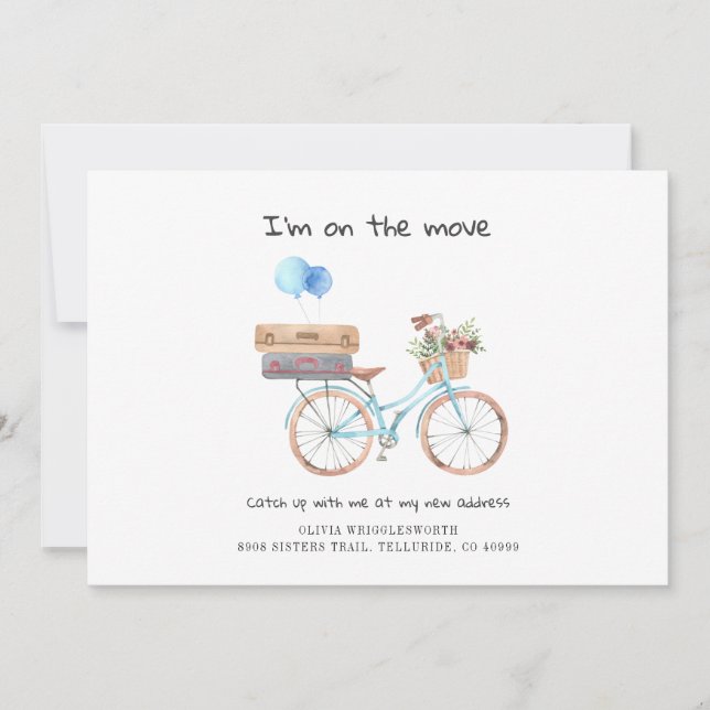 J'ai déménagé Aquarelle Chic Moving Faire-part (Devant)