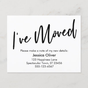 "J'ai déménagé" Écriture moderne Carte blanche noi