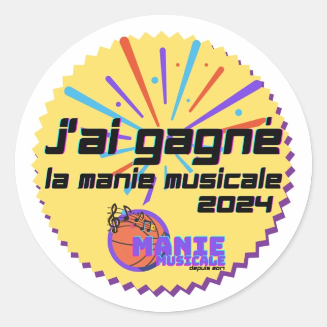 J'ai gagné 2024 runder aufkleber (Vorderseite)