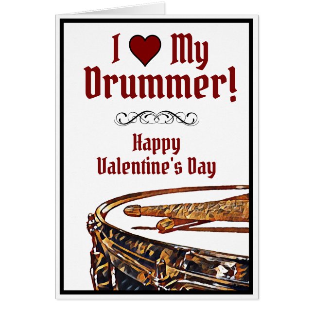J'AI LE COEUR DE MON DRUMMER Carte Saint Valentin  (Devant)