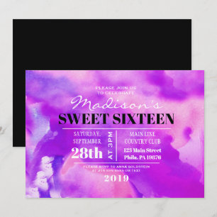 J'AI PURPLE WATERCOLOR Sweet sixteen Invitation
