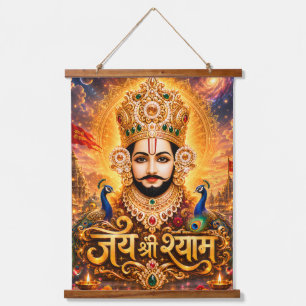 Jai Shri Khatu Shyam Ji Devotionalkunst Wandteppich Mit Holzrahmen