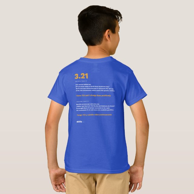 J'ai T21| T-shirt pour enfants de sensibilisation  (Dos entier)