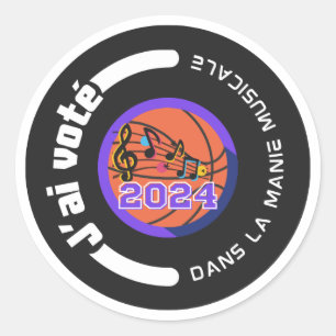 J'ai voté 2024 noir et blanc runder aufkleber