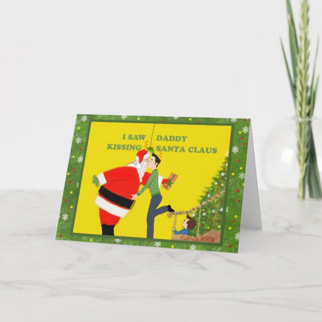 J'ai vu papa embrasser le Père Noël Carte de Noël  (Devant)