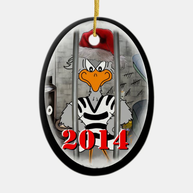 Jailbird-Weihnachtsverzierung 2014 Keramikornament (Vorne)