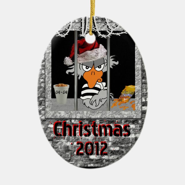 Jailbird-Weihnachtsverzierung Keramikornament (Vorne)