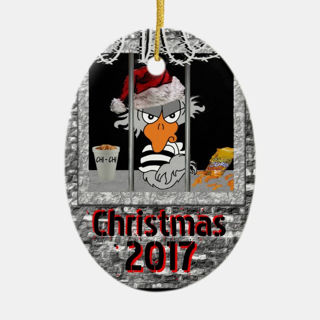 Jailbird-Weihnachtsverzierung Keramikornament (Vorne)