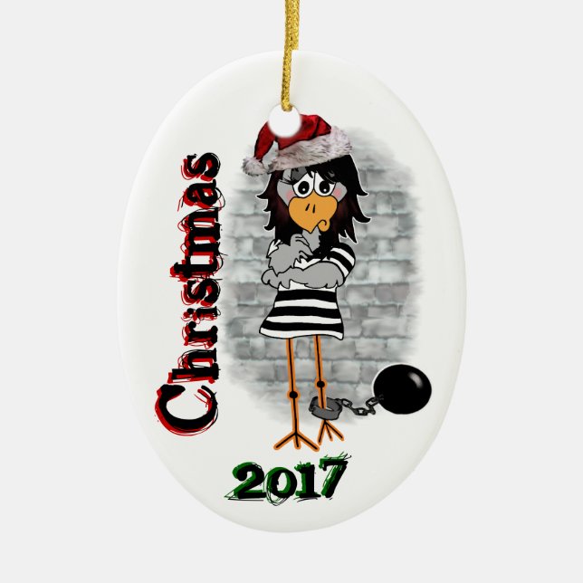 Jailbird-Weihnachtsverzierung Keramikornament (Vorne)