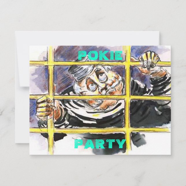 JAILHOUSE THEMATED INVITATION HOSTE EIN POKIE-PART EINLADUNG (Vorderseite)