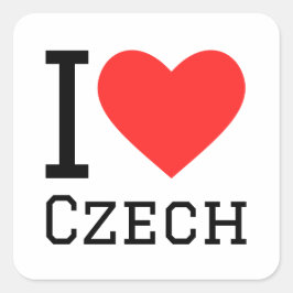 J'aime autocollant carré czech
