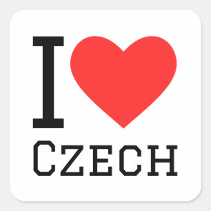 J'aime autocollant carré czech