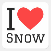 J'aime autocollant carré de neige