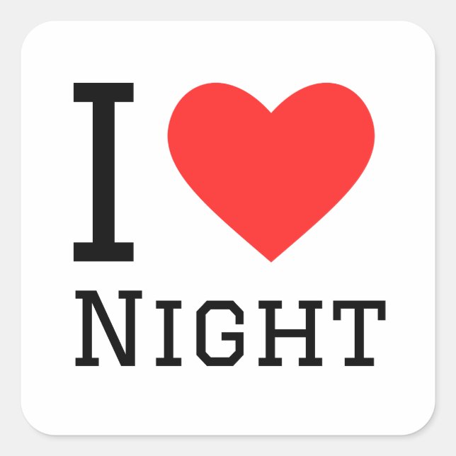 J'aime autocollant carré de nuit (Devant)