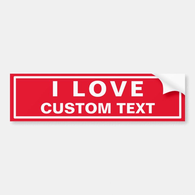 J'aime Autocollant pare-chocs personnalisé (Devant)