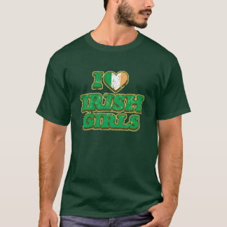 J'aime (coeur) le T-shirt irlandais de filles