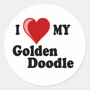 J'aime (coeur) mon autocollant d'or de chien de