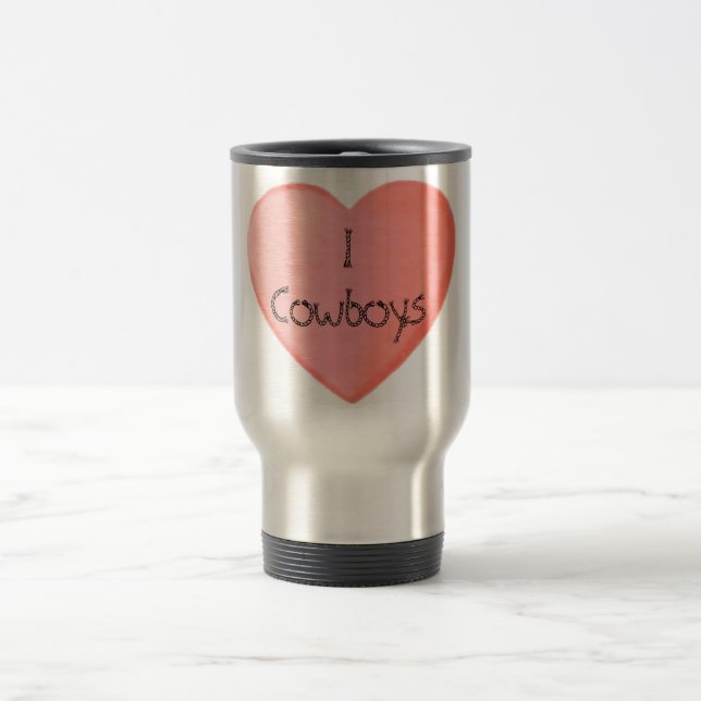 J'aime des cowboys ! Tasse de voyage d'acier (Centre)