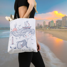 J'aime la mer Whimsical Sac fourre-tout nautique