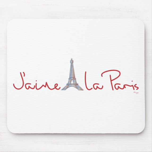 J'aime La Paris (I Liebe Paris) Mousepad (Vorne)