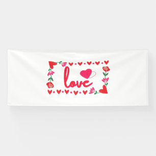J'aime la Saint-Valentin Bannière vinyle 4x10