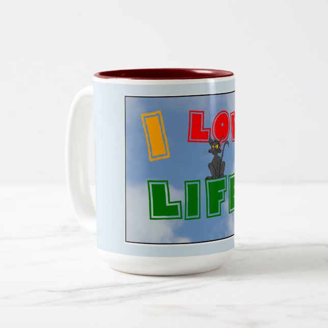 "J'aime la vie !" Tasse de café (Devant gauche)