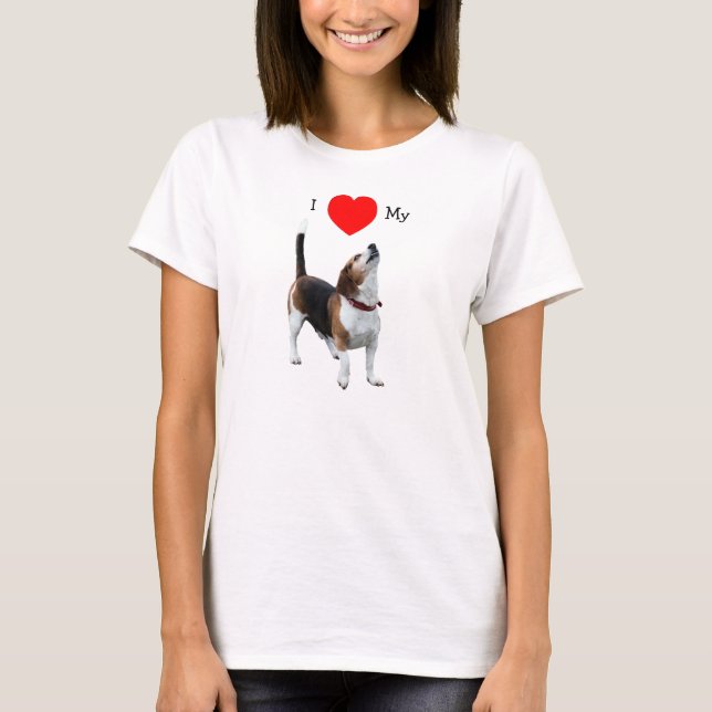 J'aime le coeur mon T-shirt de chien de beagle (Devant)