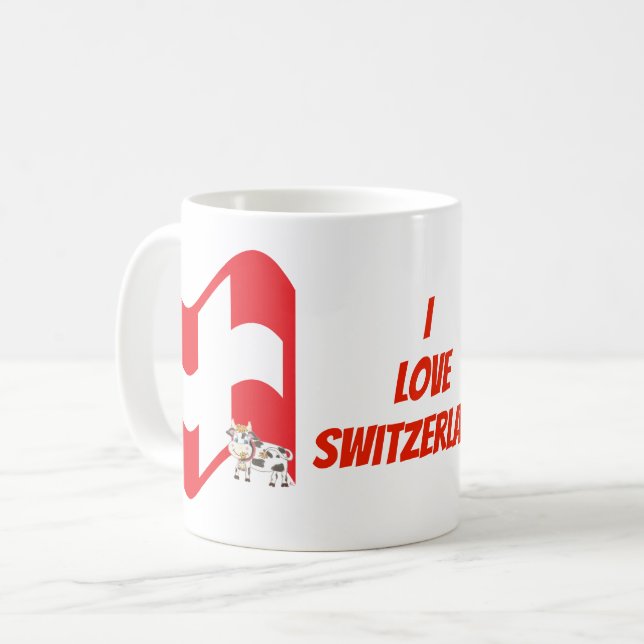 J'aime le drapeau de la Suisse | et la tasse de (Devant gauche)